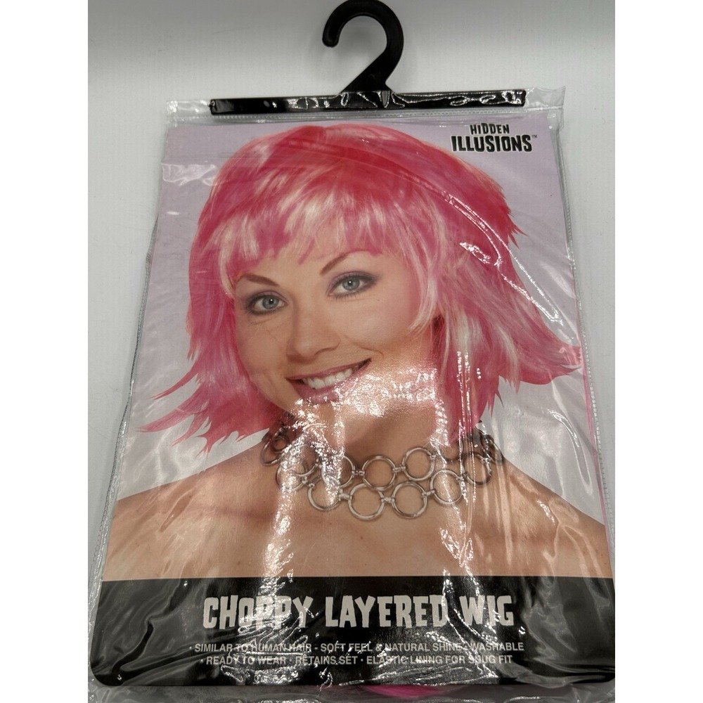 Spirit Halloween Hidden Illusions Choppy Layered Pink Wig